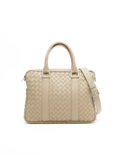 Bottega Veneta Intrecciato Slim Business Bag In Neutral