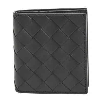 Bottega Veneta Intrecciato Slim Two-part Wallet In Black