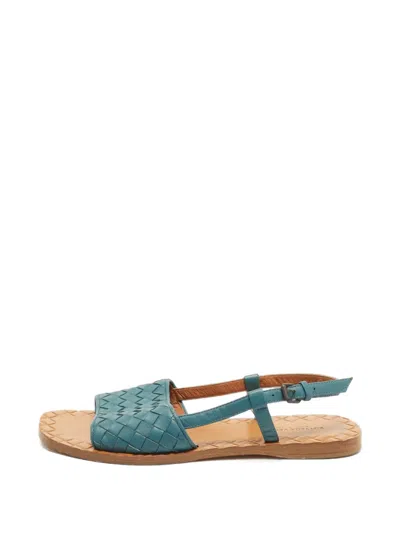 Pre-owned Bottega Veneta Intrecciato Slingback Sandals In Blue