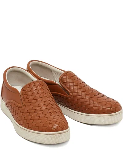 Pre-owned Bottega Veneta Intrecciato Slip-on Sneakers In Brown