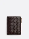 Bottega Veneta Intrecciato Small Bi-fold Wallet In Brown