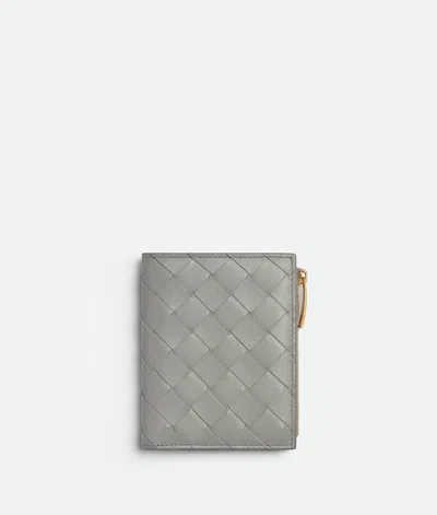 Bottega Veneta Intrecciato Small Bi-fold Wallet In Gray