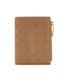 Bottega Veneta Intrecciato Small Bi-fold Wallet In Brown