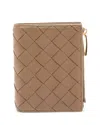 Bottega Veneta Intrecciato Small Bi Fold Wallet In Pinecone/gold
