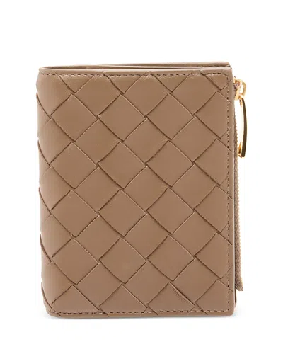 Bottega Veneta Intrecciato Small Bi Fold Wallet In Pinecone/gold