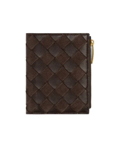 Bottega Veneta Intrecciato Small Bi-fold Wallet In Brown