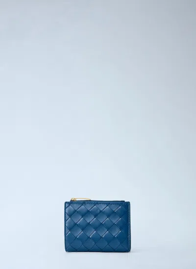 Bottega Veneta Intrecciato Small Bi-fold Wallet In Blue