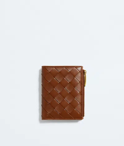 Bottega Veneta Bottega  Veneta Intrecciato Small Bi-fold Wallet In Brown