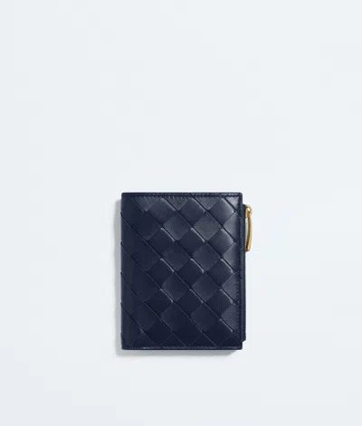 Bottega Veneta Intrecciato Small Bi-fold Wallet In Petroleum/glacial