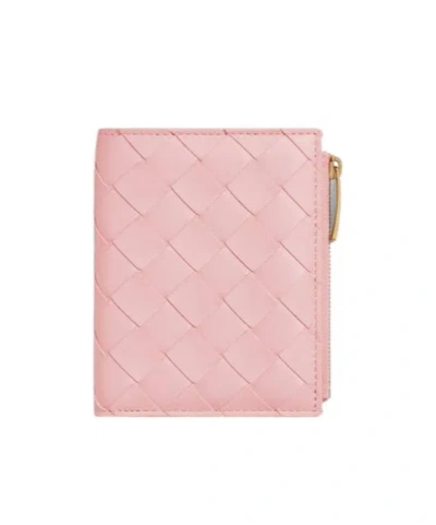 Bottega Veneta Intrecciato Small Bi-fold Wallet In Pink