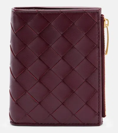 Bottega Veneta Intrecciato Small Leather Wallet In Red