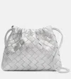 Bottega Veneta Intrecciato Small Metallic Leather Pouch In Metallic