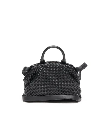 Bottega Veneta Intrecciato Small Nappa Top Handle Bag In Black
