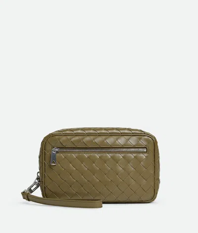 Bottega Veneta Kleine Intrecciato Pouch Mit Handgelenkschlaufe In Algae