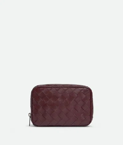 Bottega Veneta Intrecciato Small Zipped Organizing Pouch In Madder Brown