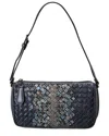 Bottega Veneta Intrecciato Snakeskin Shoulder Bag (authentic )