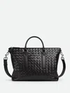 Bottega Veneta Intreciato Woven Soft Shoulder Bag In Black