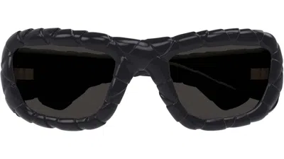 Bottega Veneta Intrecciato Square-frame Sunglasses In Black