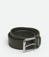 Bottega Veneta Leather Intrecciato Stamp Belt In Green