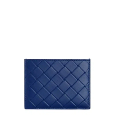 Bottega Veneta Intrecciato Stamp Credit Card Case In Blue