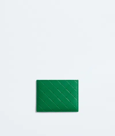 Bottega Veneta Intrecciato Stamp Credit Card Case In Green