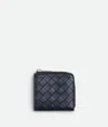 Bottega Veneta Intrecciato Stamp Square Zip Around Wallet In Abyss