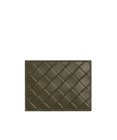 Bottega Veneta Intrecciato Stamp Woven Credit Card Holder In Green