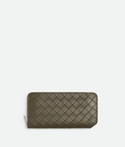 Bottega Veneta Intrecciato Stamp Zip Around Wallet In Green