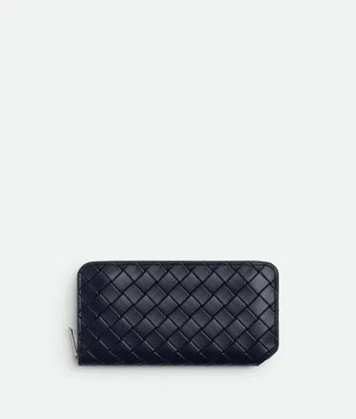 Bottega Veneta Intrecciato Stamp Zip Around Wallet In Abyss