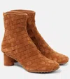 Bottega Veneta Atomic Intrecciato Suede Ankle Boots In Brown