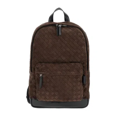 Pre-owned Bottega Veneta Intrecciato Suede Backpack 'fondant/black/silver' | Brown | Men's Size Onesize