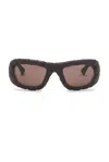 Bottega Veneta Intrecciato Sunglasses In Brown