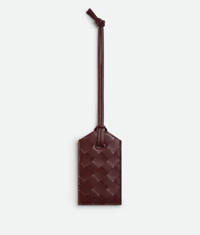 Bottega Veneta Intrecciato Tag Holder On Strap In Madder Brown