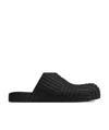 Bottega Veneta The Slider Intrecciato-embossed Rubber Slides In Black