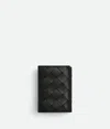 Bottega Veneta Tiny Intrecciato Tri-fold Portemonnaie In Black
