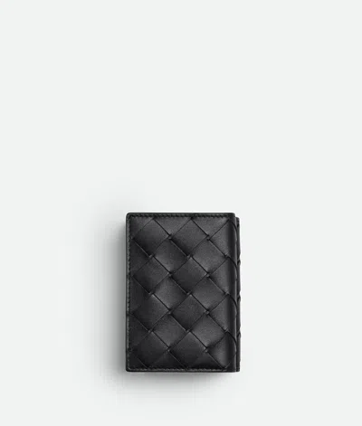 Bottega Veneta Bottega  Veneta Intrecciato Tiny Tri-fold Wallet In Noir