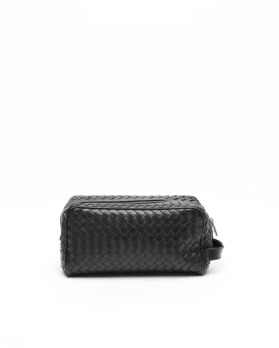 Bottega Veneta Intrecciato Toiletry Bag In Black