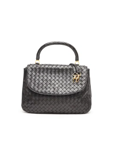 Bottega Veneta Intrecciato Top Handle Bag In Black