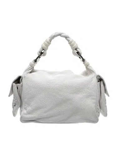 Pre-owned Bottega Veneta Intrecciato Top Handle Bag In White