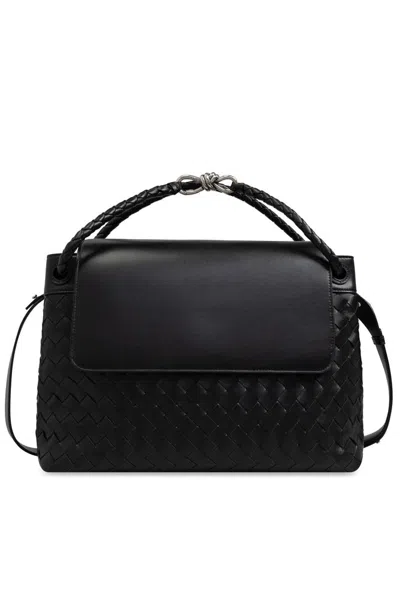 Bottega Veneta Men's Andiamo Medium Intrecciato Leather Messenger Bag In Black