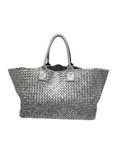Pre-owned Bottega Veneta Intrecciato Tote In Silver