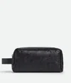 Bottega Veneta Intrecciato Travel Pouch In Black