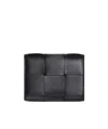 Bottega Veneta Intrecciato Tri-fold Mini Wallet In Black