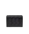 Bottega Veneta Intrecciato Tri-fold Wallet In Black