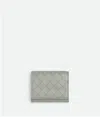 Bottega Veneta Intrecciato Tri-fold Zip Wallet In Grey