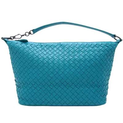 Bottega Veneta Intrecciato Turquoise Leather Shopper Bag ()