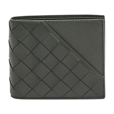 Bottega Veneta Intrecciato Two-part Wallet In Green
