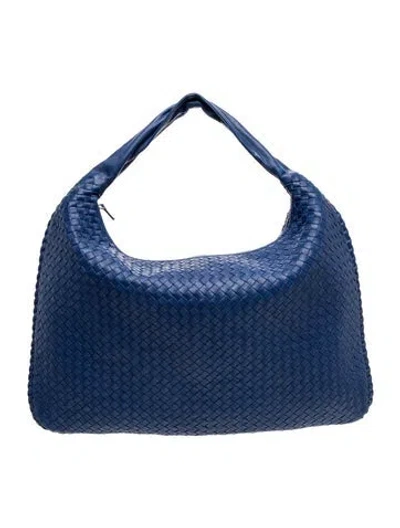 Pre-owned Bottega Veneta Intrecciato Veneta Hobo Maxi In Blue