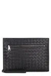 Bottega Veneta Medium Intrecciato Leather Clutch Bag In Black
