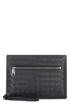 Bottega Veneta Medium Intrecciato Leather Clutch Bag In Black